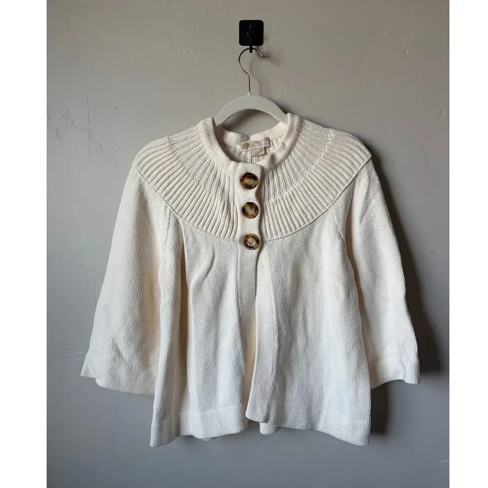 VTG 90s Y2K Michael Kors Chunky Knit Button Up Swing Sweater Sz M Cottagecore